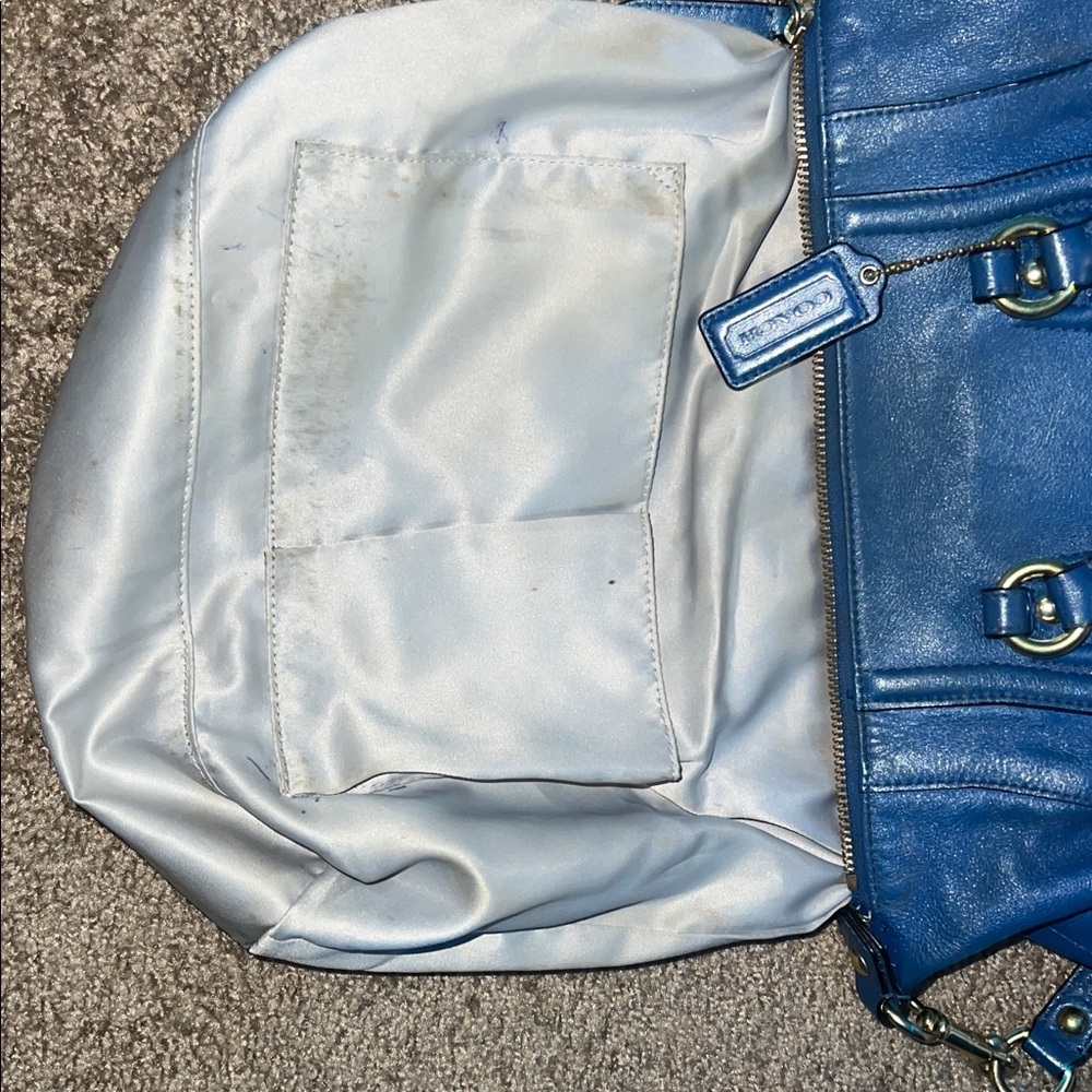 Coach Ashley Leather Satchel Vibrant Blue Shoulder Bag/ Slightly used - Picture 3 of 7
